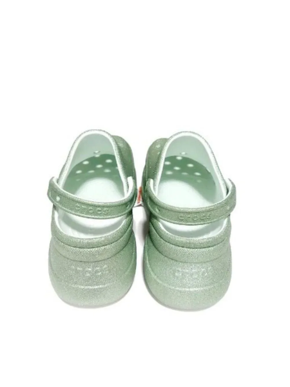 CROCS Classic Bae Glitter Slip On Platform Clogs Womens Size 7 Sandals Mint Tint